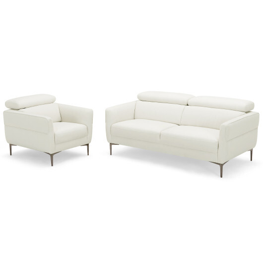 Modern Couched Sofa set with Adjustable Headrest-White - Image 4