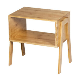 2 Pieces Bamboo Nightstand Sofa Table with Storage Shelf – Color: Natural