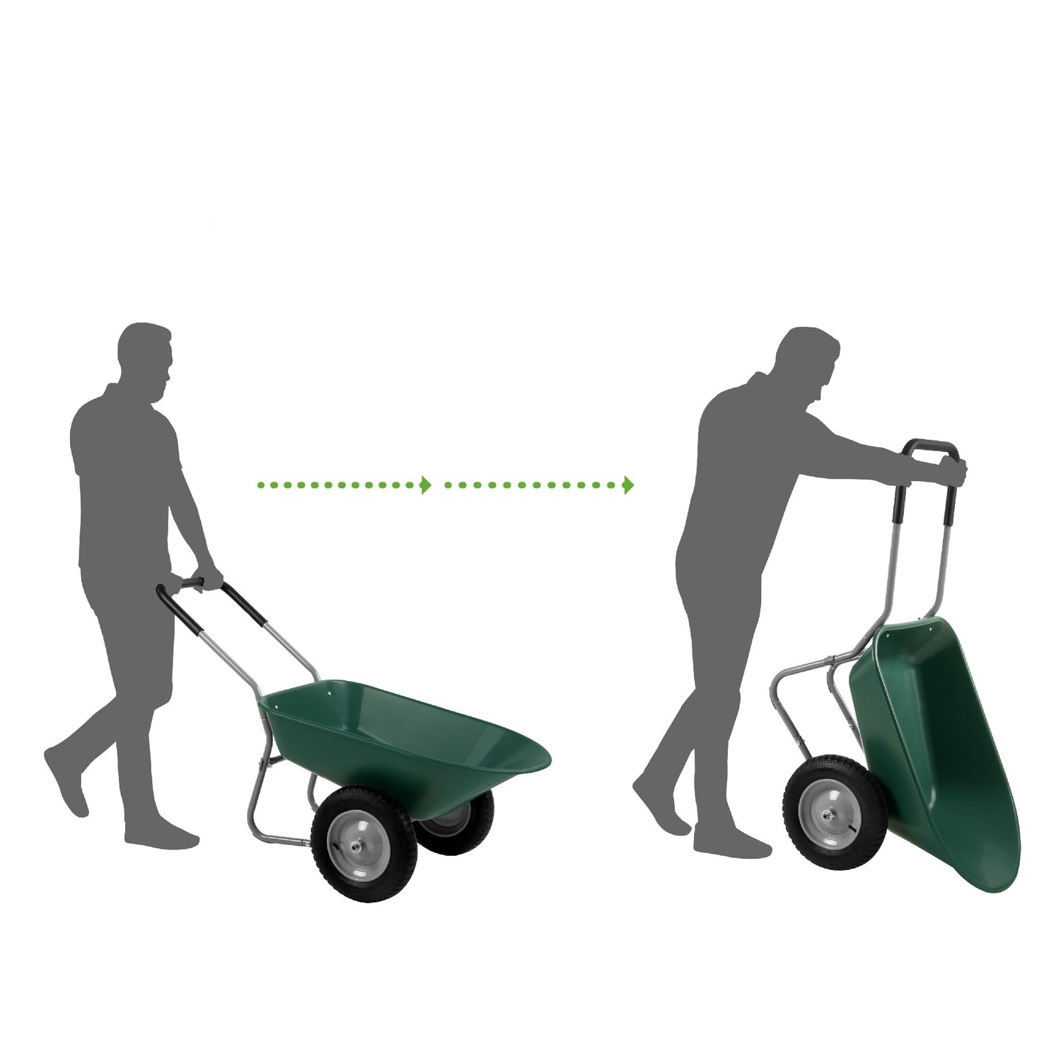 Heavy Duty 2-Wheel Multipurpose Rust Proof Wheelbarrow - Green - Image 2
