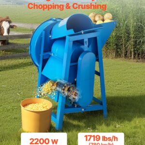 Hay Chopper, 2200W Corn Straw Chopper with Double Feed Ports, 1719lbs/h Capacity Forage Corn Stalks Cutting Machine, 220V Multifunctional Grass Feed Pulverizer for Livestock, Farm, Ranch