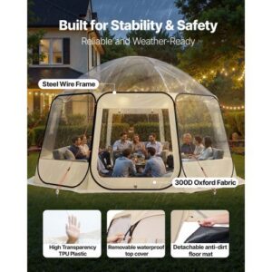 Pop up Bubble Tent, 15 x 13.8 ft Waterproof & UV-Resistant, Clear Camping Tent Shelter, Outdoor Garden Dome Igloo Tents with Windows, 540?&deg; Panoramic View, for 12-15 Persons Patio Backyard