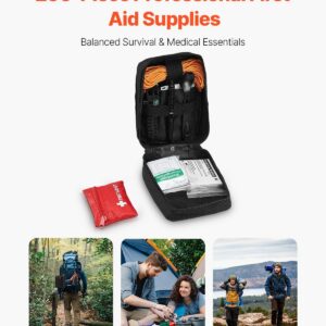 Survival First Aid Kit, 250 Pieces, 600D Nylon Trauma First Aid Bag, Survival Gear and Equipment, Emergency Kits, for Men Women Camping, Boat, Earthquake, Hiking, Hunting, and Outdoor Adventure