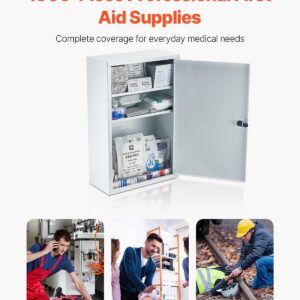 3-Shelf First Aid Cabinet, 1000 Pieces, Large Capacity First Aid Kit, Wall Mounted Medicine Cabinet, OSHA & ANSI 2015 (Class A), Industrial Emergency Metal Med Box, for Business and Worksite