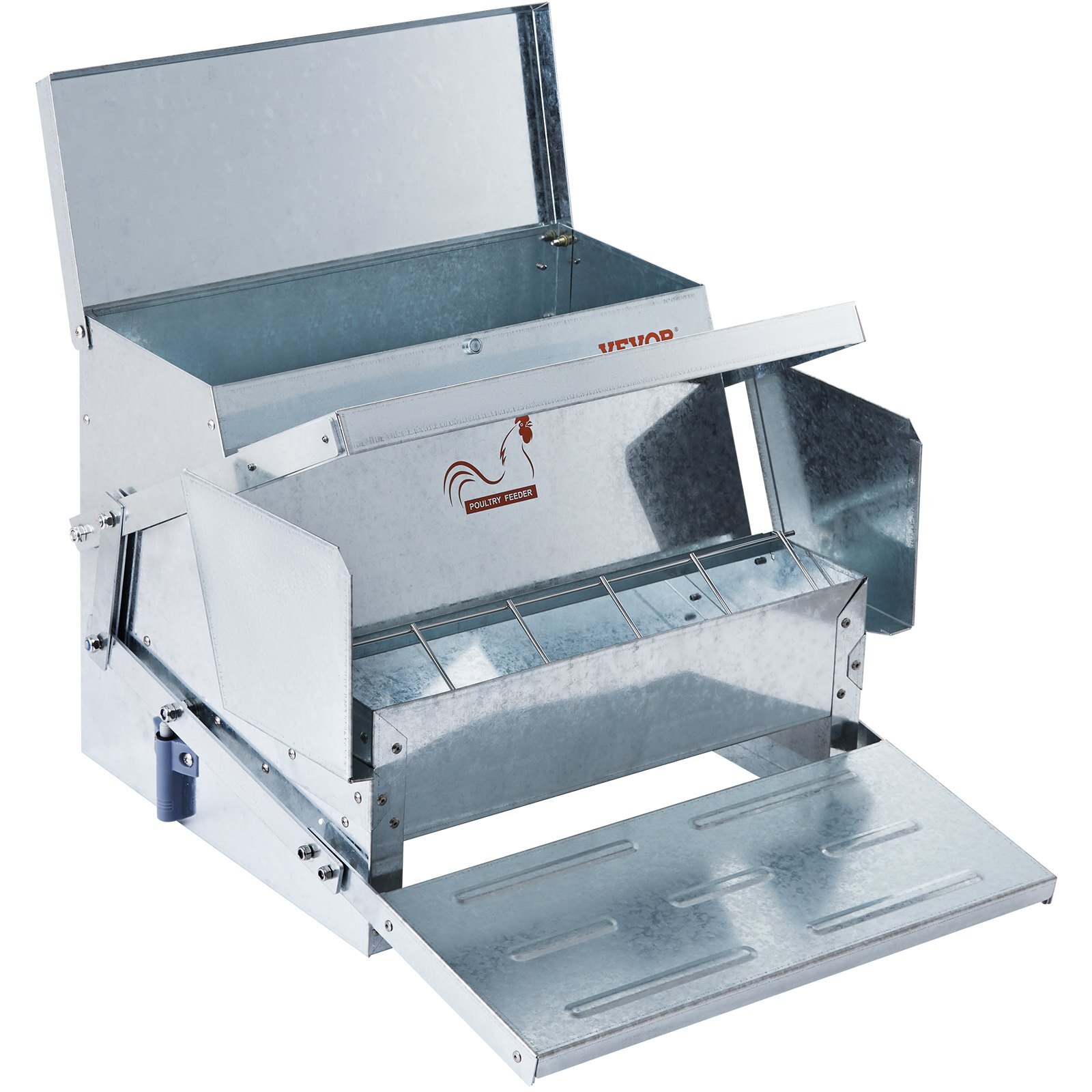 Automatic Chicken Feeder, 25 lbs Capacity Feeds 10 Chickens up to 11 Days, Galvanized Steel Poultry Feeder