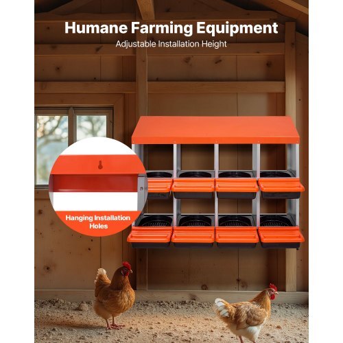 2 Tiers Chicken Nesting Boxes, 8 Compartments, Metal Egg Laying Boxes with Protective Collection Lids, Roll Out Nesting Box, Easy to Assemble, Ideal for Hens, Ducks, Chickens, and Other Poultry - Image 4