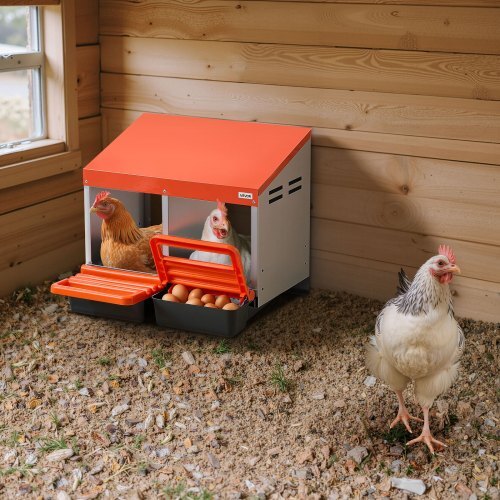 Chicken Nesting Boxes, 2 Compartments, Easy Egg Collection, Wall Mount, Easy to Assemble, Galvanized Steel and High-Strength Plastic, Roll Away Nesting Boxes for Chickens Laying Eggs, Orange - Image 7