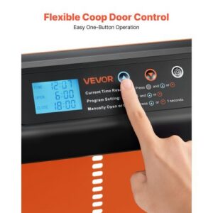 Automatic Chicken Coop Door, Battery Powered Chicken Coop Door with Timer & Manual Setting, Anti-Pinch Security, Durable Aluminum Alloy, Chick Run Gate Opener with Waterproof Sealing, Orange