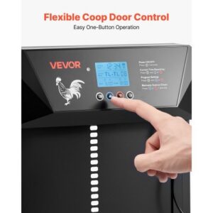 Automatic Chicken Coop Door, DC & Battery Powered Chicken Door with LCD Display, Light Sensor, Timer & Manual Setting, Anti-Pinch Security, Durable Aluminum Alloy, Chick Run Gate Opener for Farm
