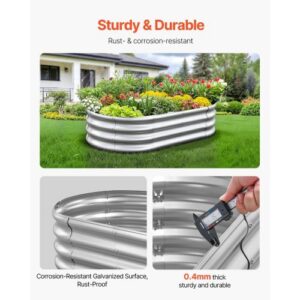 Metal Raised Garden Bed, 4 x 2 x 1 ft Oval Outdoor Galvanized Planter Garden Box, Open Bottom Design, Large Planter Raised Bed for Growing Vegetables, Flowers, and Succulents, Galvanized Color