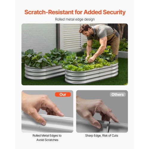 Metal Raised Garden Bed, 4 x 2 x 1 ft Oval Outdoor Galvanized Planter Garden Box, Open Bottom Design, Large Planter Raised Bed for Growing Vegetables, Flowers, and Succulents, Galvanized Color - Image 3