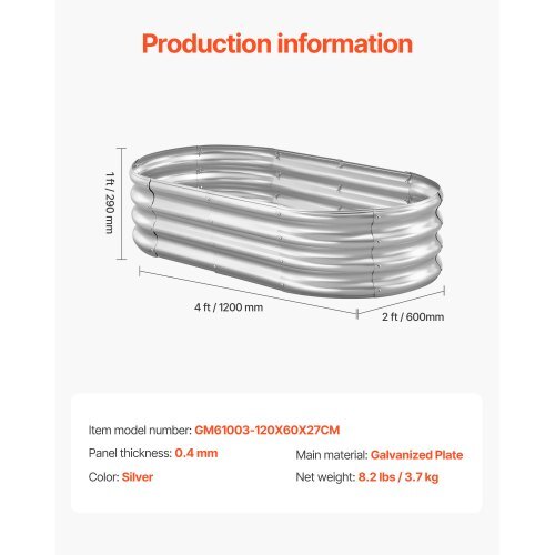 Metal Raised Garden Bed, 4 x 2 x 1 ft Oval Outdoor Galvanized Planter Garden Box, Open Bottom Design, Large Planter Raised Bed for Growing Vegetables, Flowers, and Succulents, Galvanized Color - Image 6