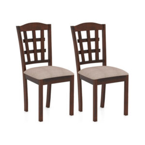 Set of 2 Wood Kitchen Chairs with Faux Leather Upholstered Seat-Coffee – Color: Coffee