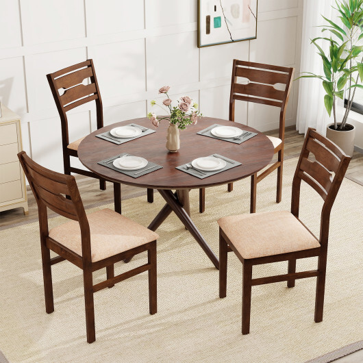 Dining Chair Set of 2/4 with Rubber Wood Frame and Padded Seat-2 - Image 2