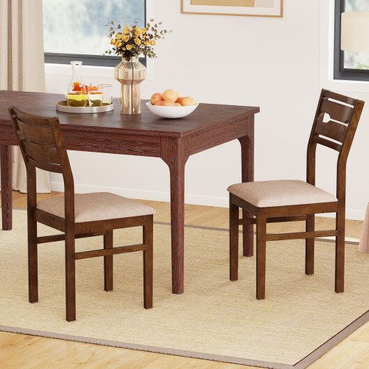Dining Chair Set of 2/4 with Rubber Wood Frame and Padded Seat-2 - Image 3