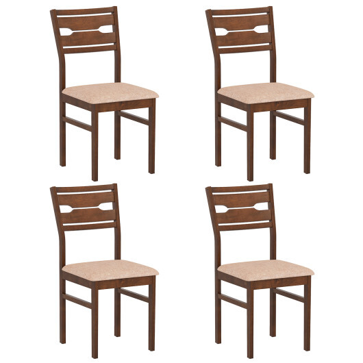 Dining Chair Set of 2/4 with Rubber Wood Frame and Padded Seat-2 - Image 4