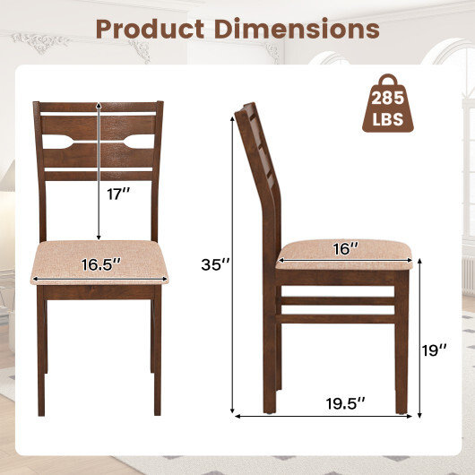 Dining Chair Set of 2/4 with Rubber Wood Frame and Padded Seat-2 - Image 5