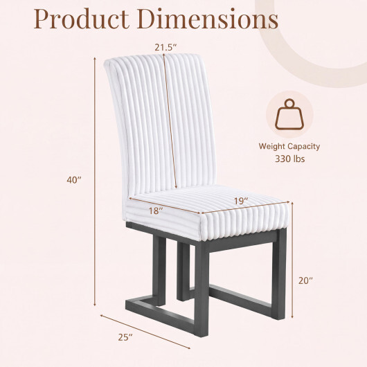 Upholstered Dining Chairs Set of 2 with Rubber Wood Legs and Padded Seat for Dining Room-White - Image 4