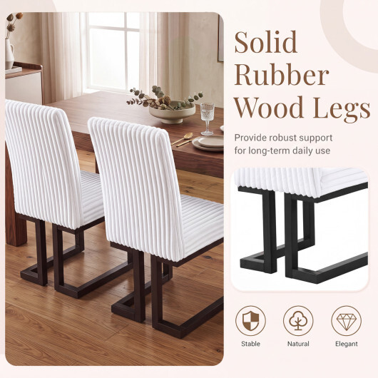Upholstered Dining Chairs Set of 2 with Rubber Wood Legs and Padded Seat for Dining Room-White - Image 5