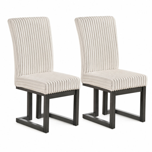 Upholstered Dining Chairs Set of 2 with Rubber Wood Legs and Padded Seat for Dining Room-White - Image 6