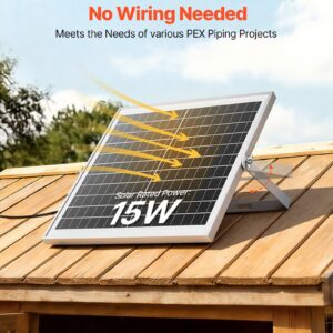 Solar Powered Fan, 15W Solar Panel with 2 Fans, Adjustable Solar Panel Angle, 2668 RPM High-Speed, Flexible Installation, Fast Air Exchange for Greenhouse, Grow Tents, Chicken Coops, Shelters
