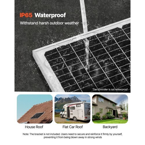 50W 12V Solar Battery Charger Maintainer, Mono Solar Panel Trickle Battery Charger with Upgraded MPPT Controller, IP65 Waterproof for Car Boat RV Trailer Flat Rooftop (Bracket Not Included) - Image 5