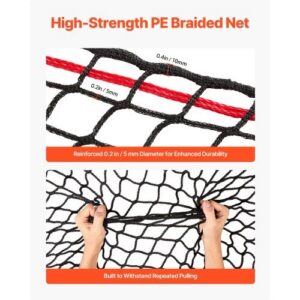 Round Bale Hay Net, 5.91 x 5.91 x 5.91 ft, 1.65 inch Holes, PE Material, Knotless Design, with Zip Ties, Needle Shuttle, Repair Twine and Storage Bag, Slow Feeder Round Bale Net for Horses