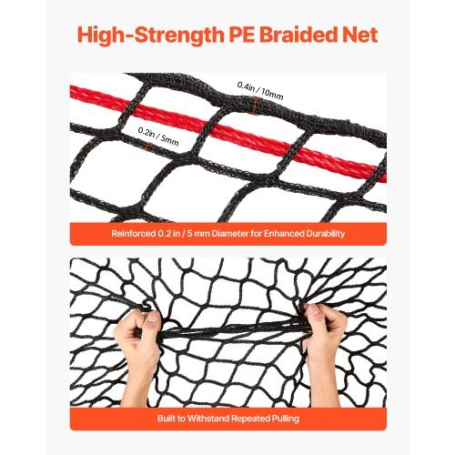 Round Bale Hay Net, 5.91 x 5.91 x 5.91 ft, 1.65 inch Holes, PE Material, Knotless Design, with Zip Ties, Needle Shuttle, Repair Twine and Storage Bag, Slow Feeder Round Bale Net for Horses - Image 2