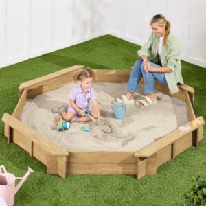 Outdoor Kid’s Octagonal Sandbox in Natural Wood Finish