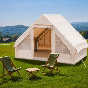 Inflatable Camping Tent 2/4/6 People Glamping Tent for Family Camping with Pump-Beige – Color: Beige