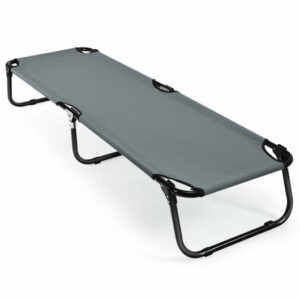 Outdoor Folding Camping Bed for Sleeping Hiking Travel-Gray – Color: Gray