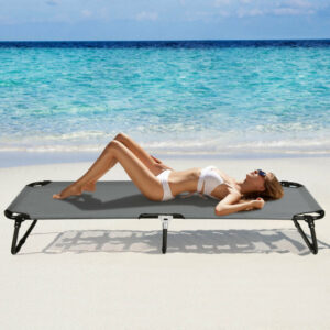 Outdoor Folding Camping Bed for Sleeping Hiking Travel-Gray – Color: Gray