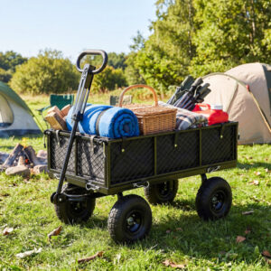 880 lbs Utility Wagon Flatbed with Removable Oxford Cloth Liner-Black – Color: Black