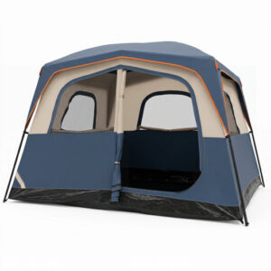 6-Person Camping Tent Easy Setup Family Cabin Tent with Top Rainfly Mesh Windows-Blue – Color: Navy