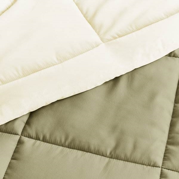 King/Cal King 3-Piece Microfiber Reversible Comforter Set in Sage Green/Cream - Image 3
