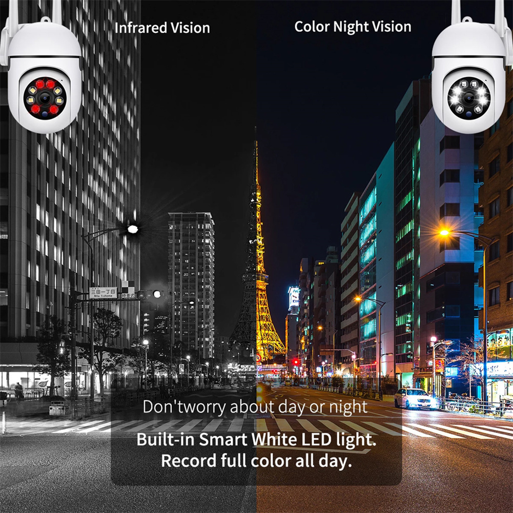 Wireless Wifi IP Camera Smart Home Mini Network Camcorder HD 1080P 360-degree Rotating Led Infrared Camera White - Image 2
