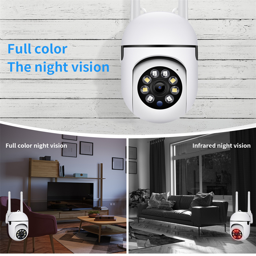 Wireless Wifi IP Camera Smart Home Mini Network Camcorder HD 1080P 360-degree Rotating Led Infrared Camera White - Image 3