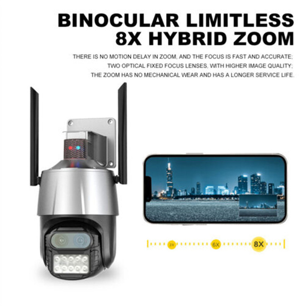 8mp Wifi Camera Dual Lens 8x Zoom Binocular Wireless Camcorder Waterproof Dome HD Surveillance Monitor Grey - Image 3