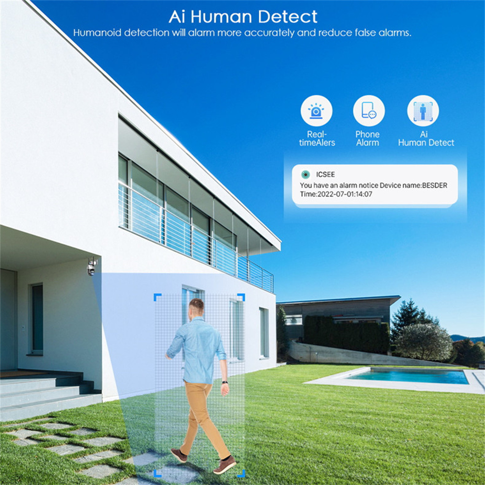 8mp Wifi Camera Dual Lens 8x Zoom Binocular Wireless Camcorder Waterproof Dome HD Surveillance Monitor Grey - Image 6