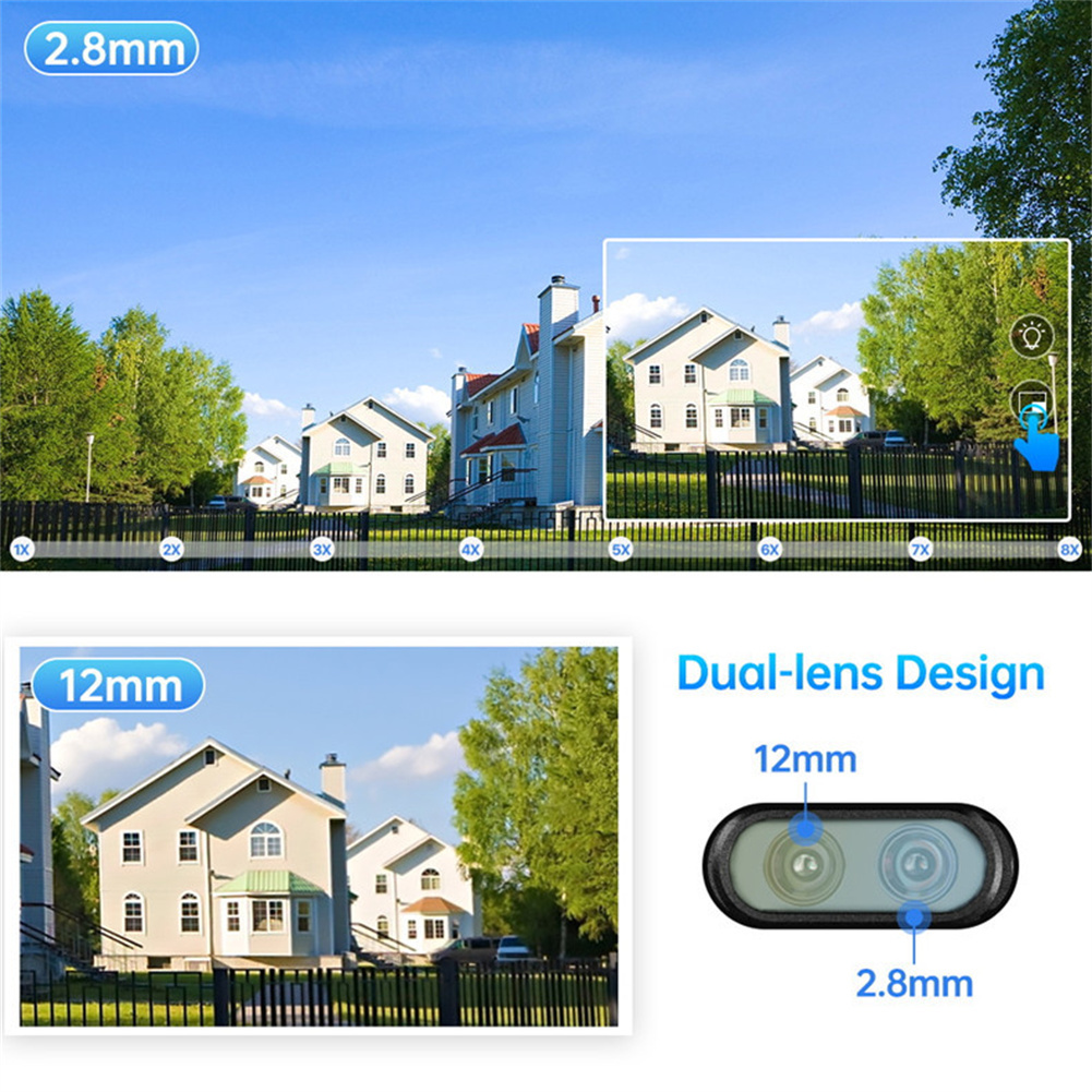 8mp Wifi Camera Dual Lens 8x Zoom Binocular Wireless Camcorder Waterproof Dome HD Surveillance Monitor Grey - Image 7