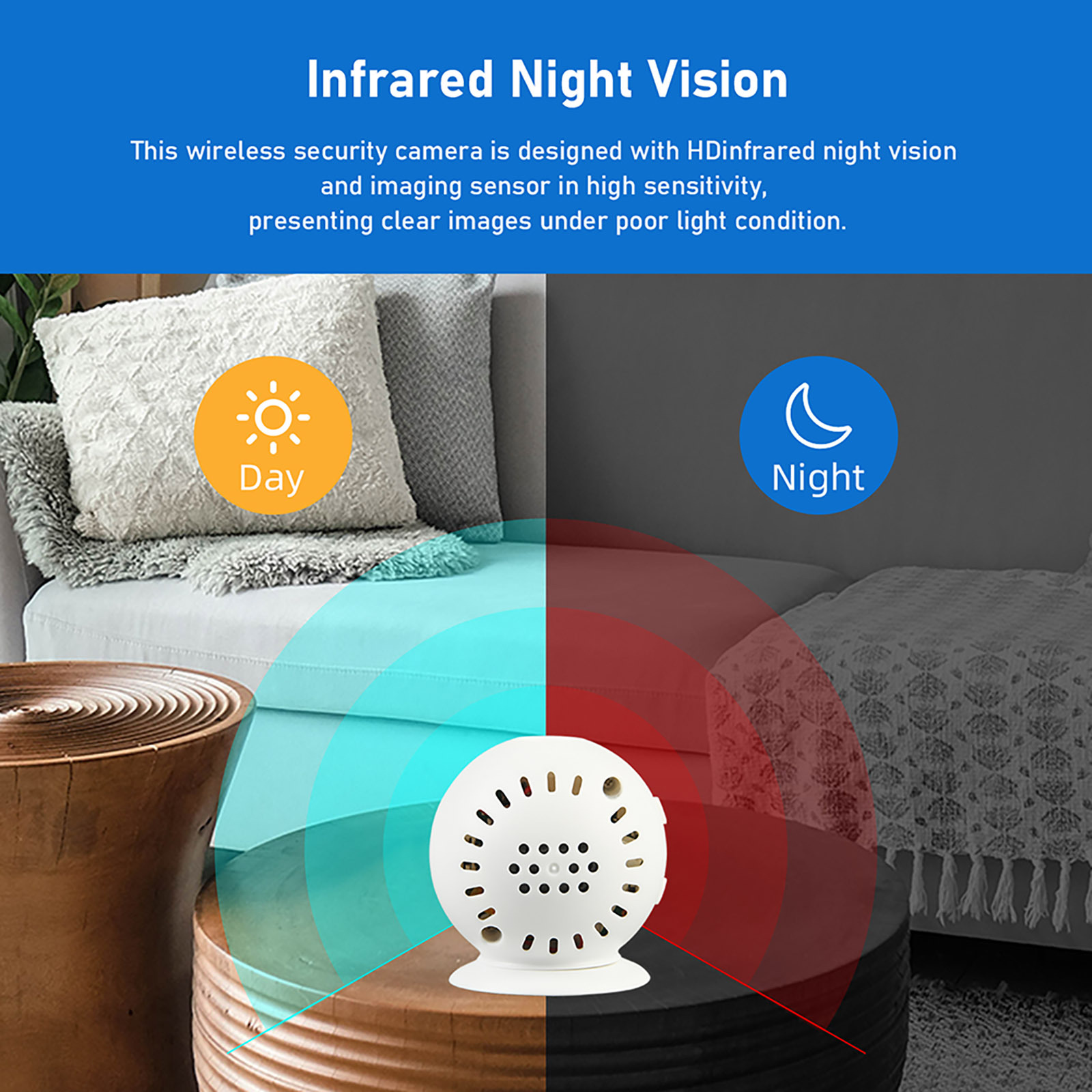 Security Camera Wi-Fi Wireless Indoor Camera Siren Alert Infrared Night Vision Smart 1080P HD Cams For Home Security Guard WS5 built-in battery - Image 5