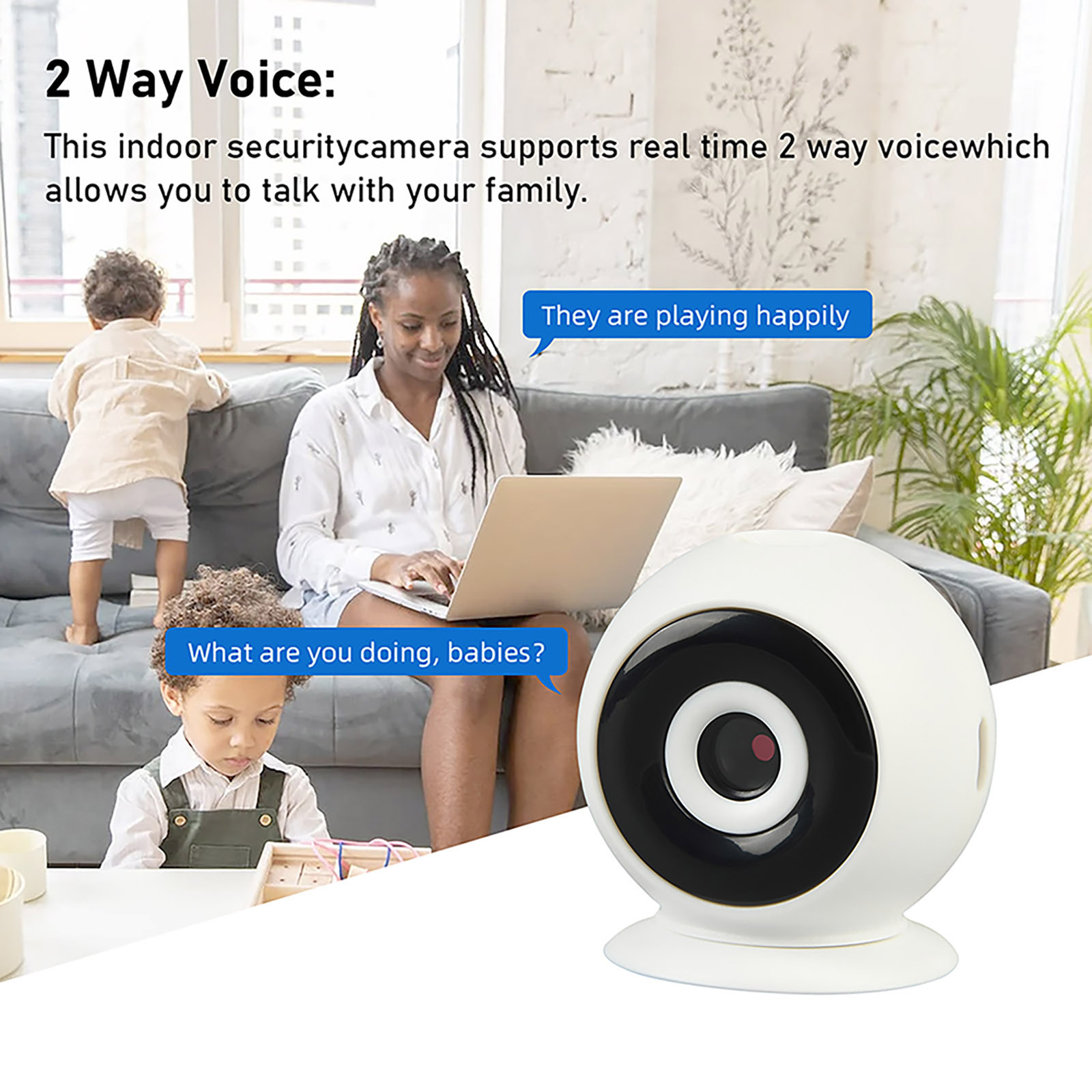 Security Camera Wi-Fi Wireless Indoor Camera Siren Alert Infrared Night Vision Smart 1080P HD Cams For Home Security Guard WS5 built-in battery - Image 6