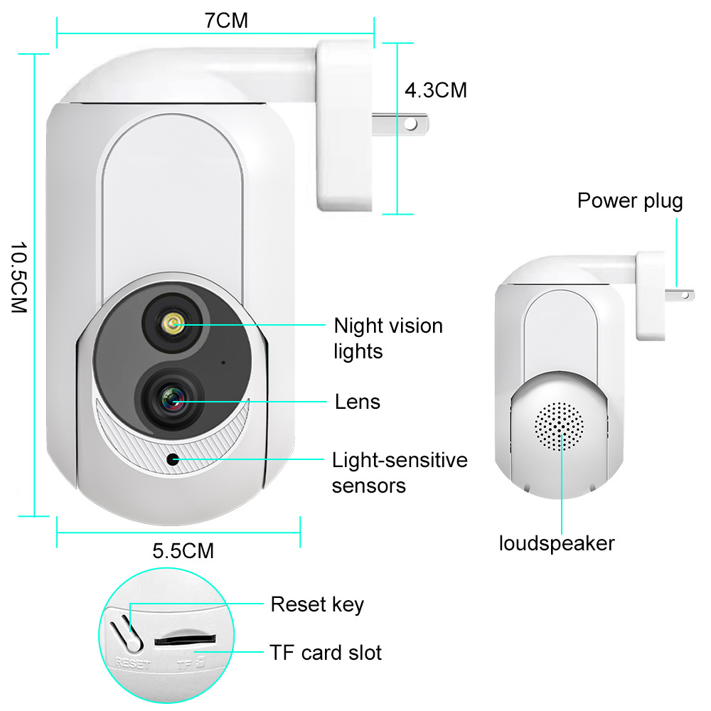 K7 Security Camera Wi-Fi Surveillance Camera Siren Alert Night Vision Smart 1080P HD Cams Smart Camera US Plug - Image 2