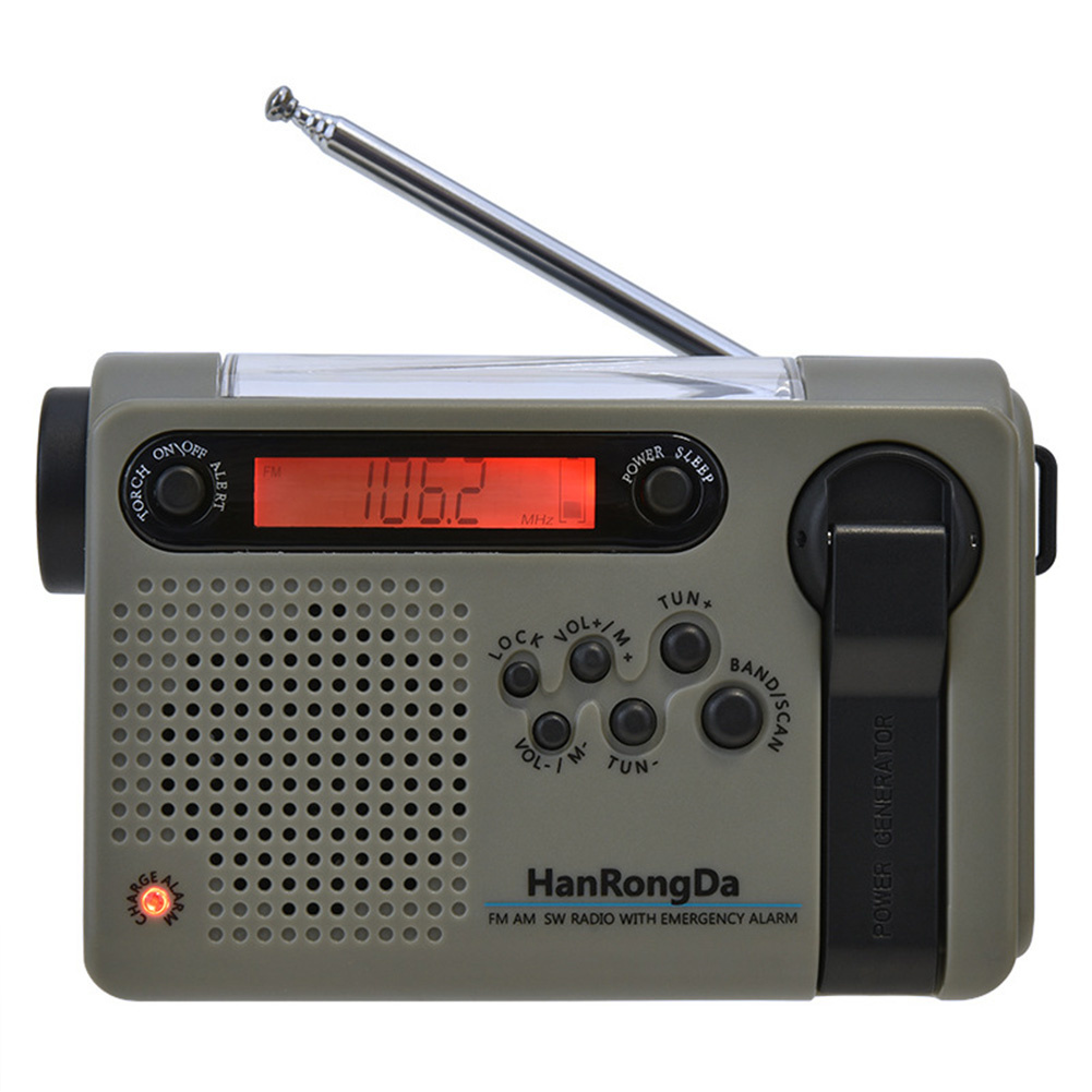 HRD900 Emergency Radio with 2000mAh Battery Backup Portable Full Band Radio Hand Crank Solar Power Charging Radio Green - Image 3