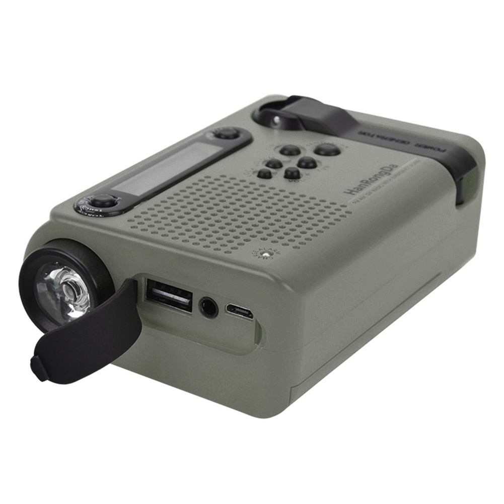 HRD900 Emergency Radio with 2000mAh Battery Backup Portable Full Band Radio Hand Crank Solar Power Charging Radio Green - Image 4