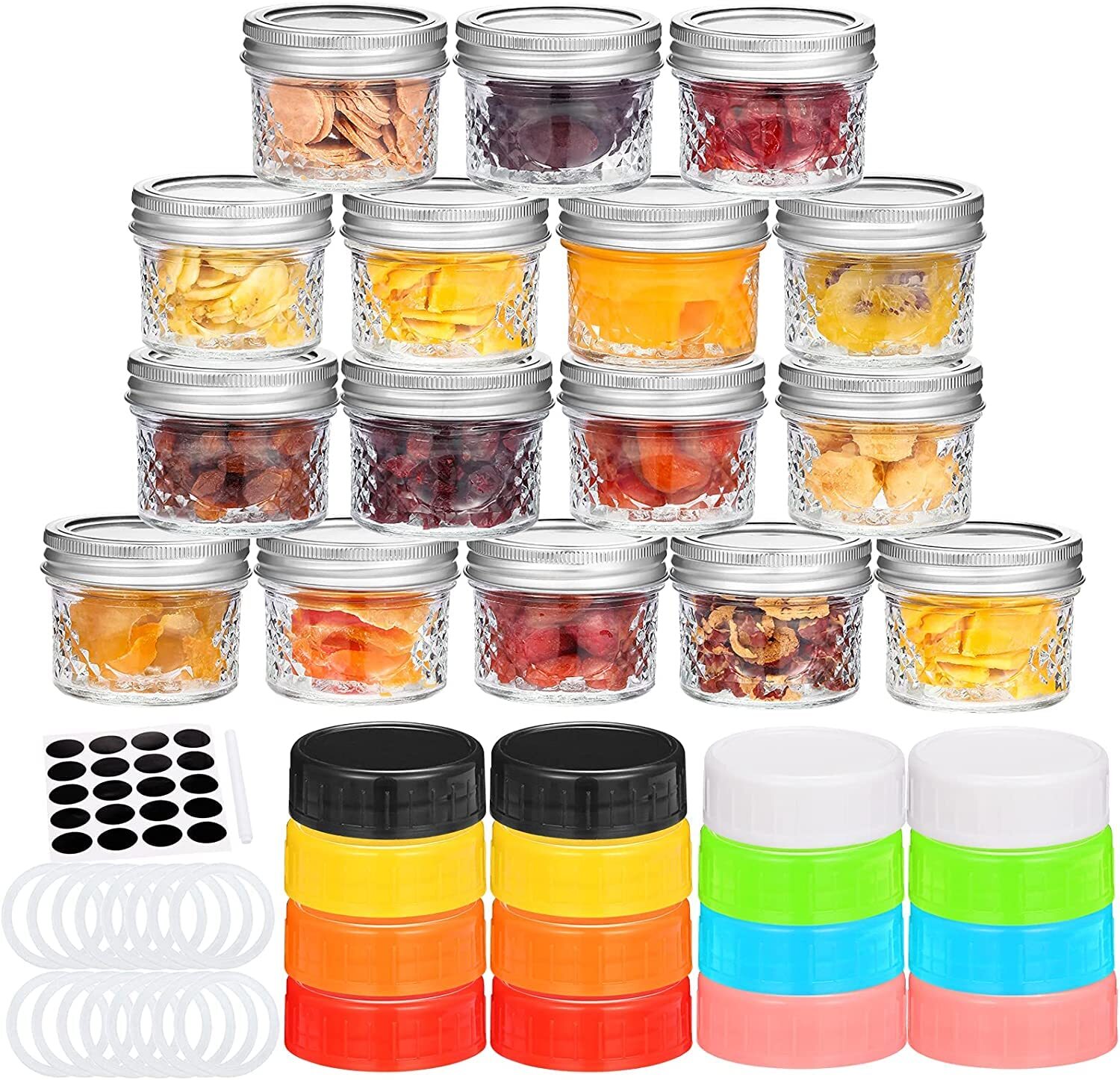 US CIBEAT Small Mason Jars Jelly Jars with Lids 4oz 16 Pack Glass Canning Jars for Honey Yogurt
