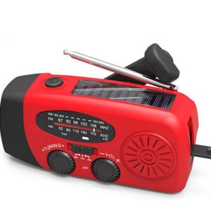Portable Emergency Solar Radio 2000mah Battery Power Bank Charger Waterproof Super Bright Flash Light Red