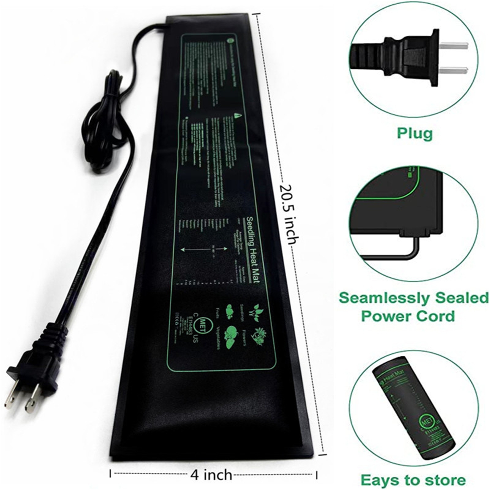 Seedling Heat Mats 10x20.75Inch Waterproof Plant Heating Mats For Seed Starting Germination Hydroponics Brewing US Plug/110v