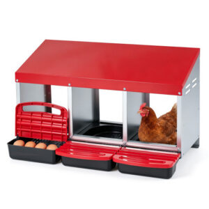 3-Compartment Roll Away Metal Chicken Nesting Box for Hens-Green