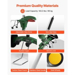 Garden Pot Mover, Heavy Duty Plant Dolly Cart with Adjustable Grabbing Arm, Max 143 LBS Weight Capacity, Potted Plant Mover Dolly with Suction Cup and Secure Lock, Fits for Indoor & Outdoor Use