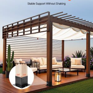4×4 Post Base 4 Pcs, Inner Size 3.6×3.6 inch / 92×92 mm Post Brackets, Heavy Duty Carbon Steel Decking Posts, Wood Posts Brackets for Pavilion Deck Railing Support Deck Base Plate, Black